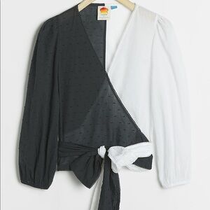 Anthropologie X Farm Rio Colorblocked Wrap Blouse